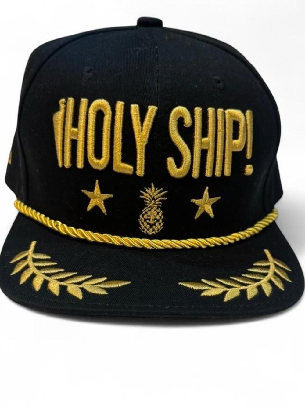 Black and Gold "HOLY SHIP!" Embroidered Snapback Hat